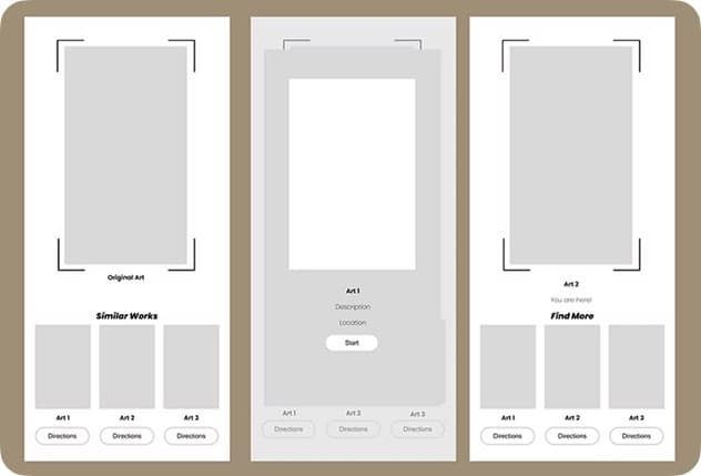 MuseAR app flow wireframes